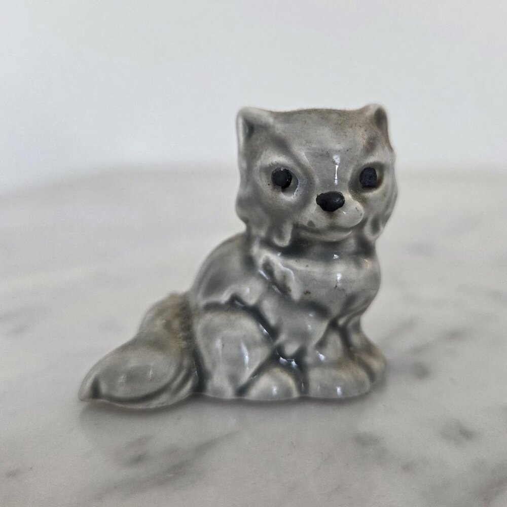 Vintage Goebel Ceramic Gray Fluffy Cat Figurine Himalayan West Germany
